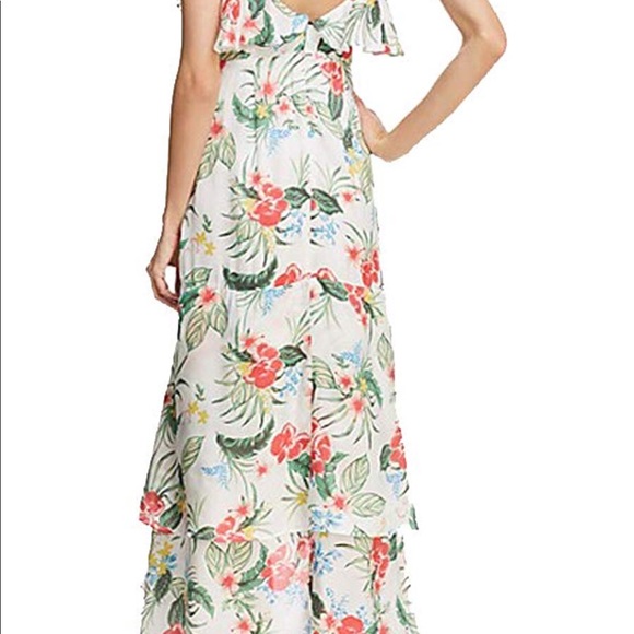 Bardot Ruffles Faux Wrap Dress Tropical Print - Picture 2 of 8